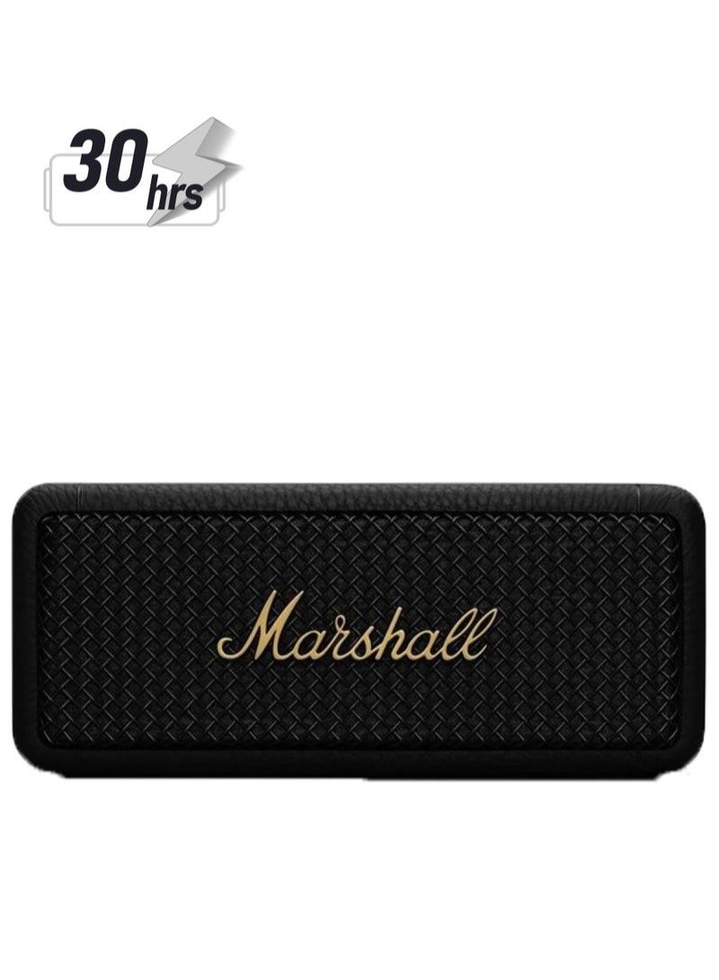 Marshall Emberton II Portable Bluetooth Speakers Water Resistant Wireless 30 Plus Hour Of Playtime Black/Brass - Image 1